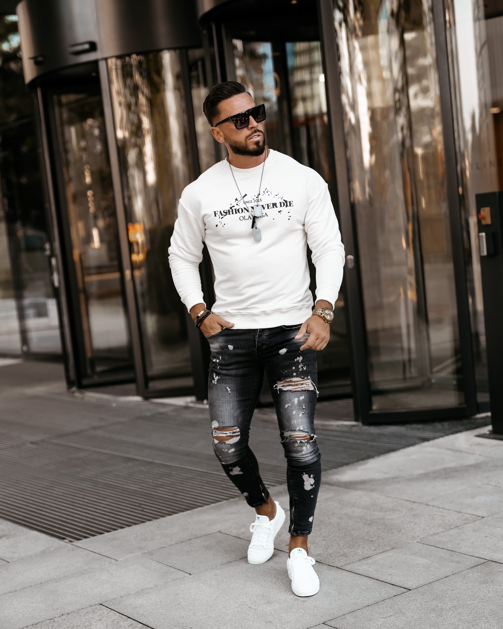 Bluza męska z nadrukiem Emil Ola Voga ecru