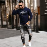 Bluza męska z nadrukiem EMIL OLAVOGA granatowa