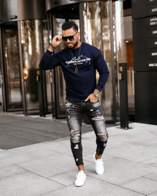 Bluza męska z nadrukiem EMIL OLAVOGA granatowa