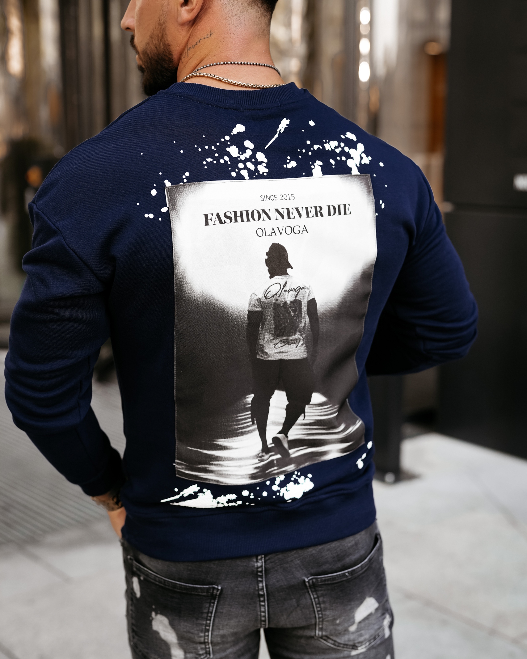 Bluza męska z nadrukiem EMIL OLAVOGA granatowa