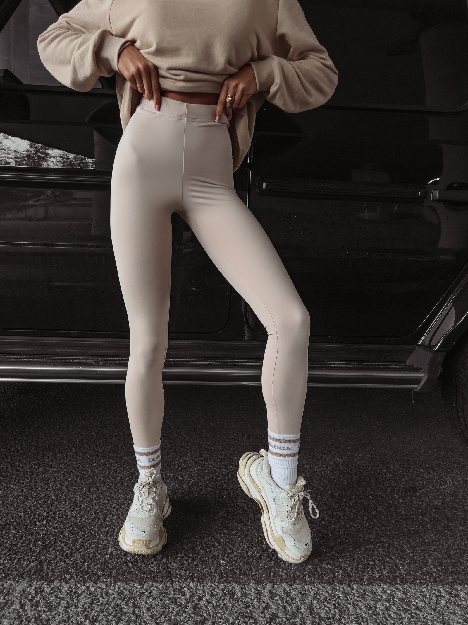 Legginsy przylegające Iggy Ola Voga beżowe