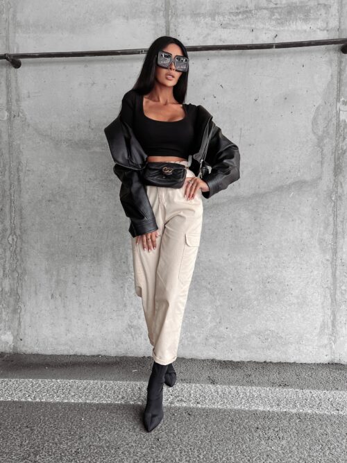 Spodnie cargo bawełniane Zelia Ola Voga beżowe