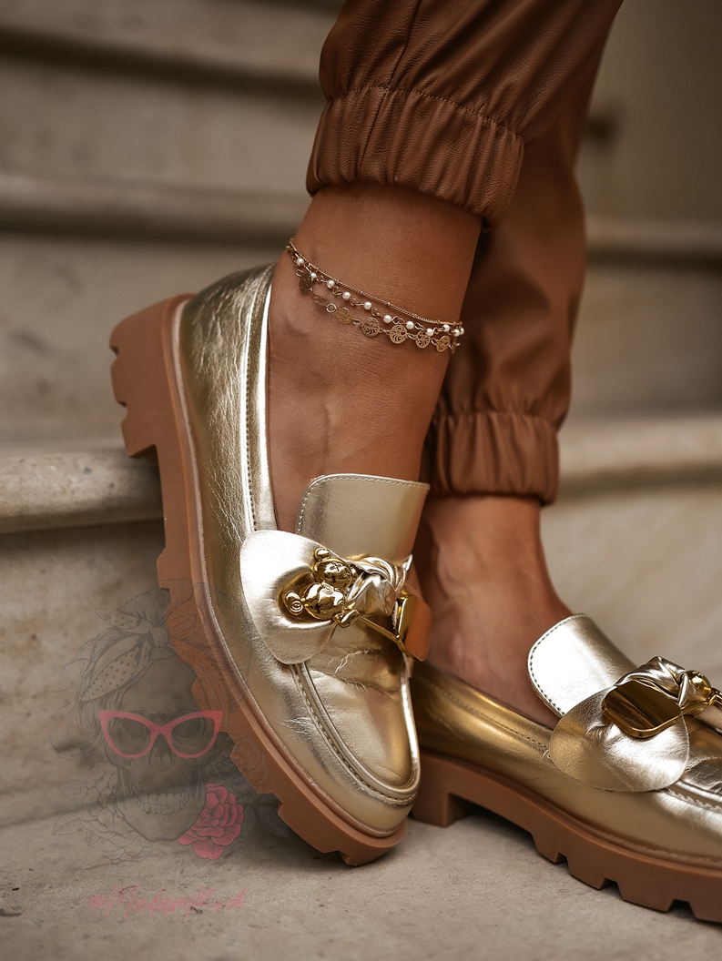 Mokasyny z misiem Madam Bobi złote