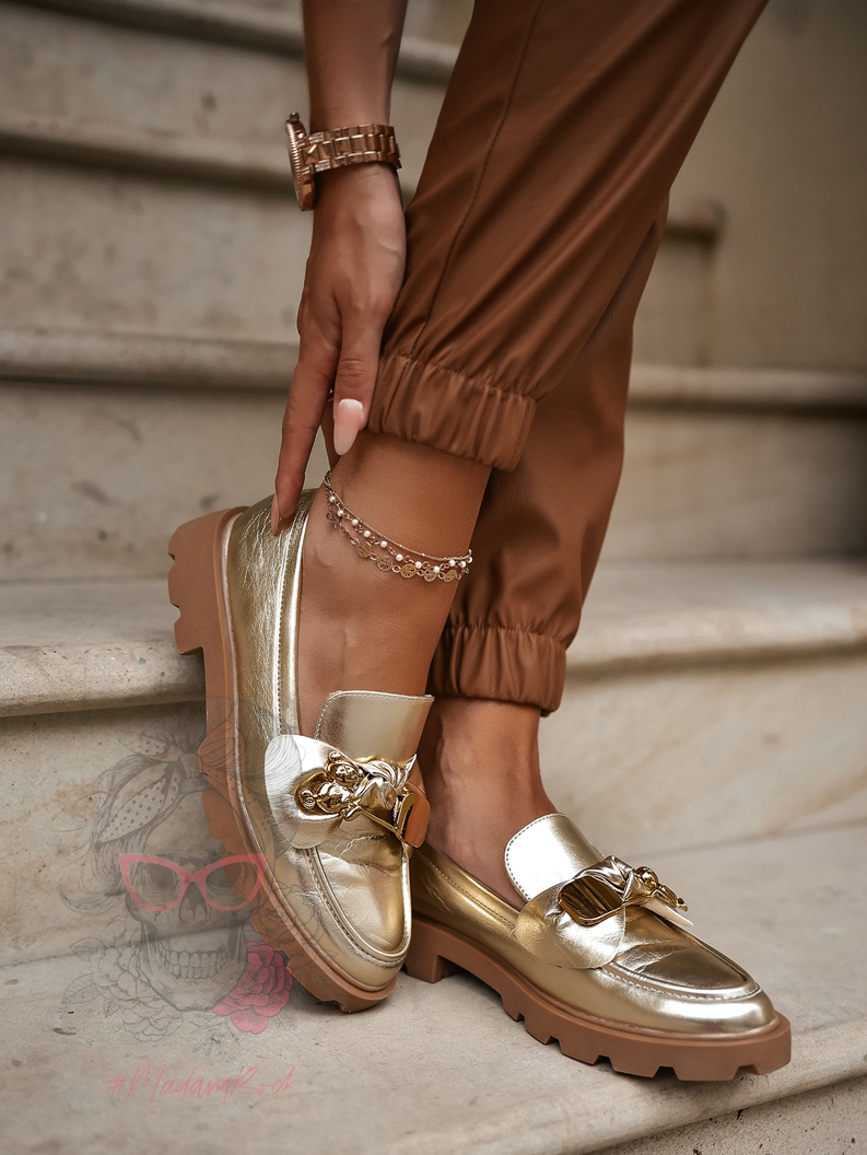 Mokasyny z misiem Madam Bobi złote Mokasyny z misiem Madam Bobi złote