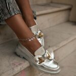 Mokasyny Madam Bobi srebrne