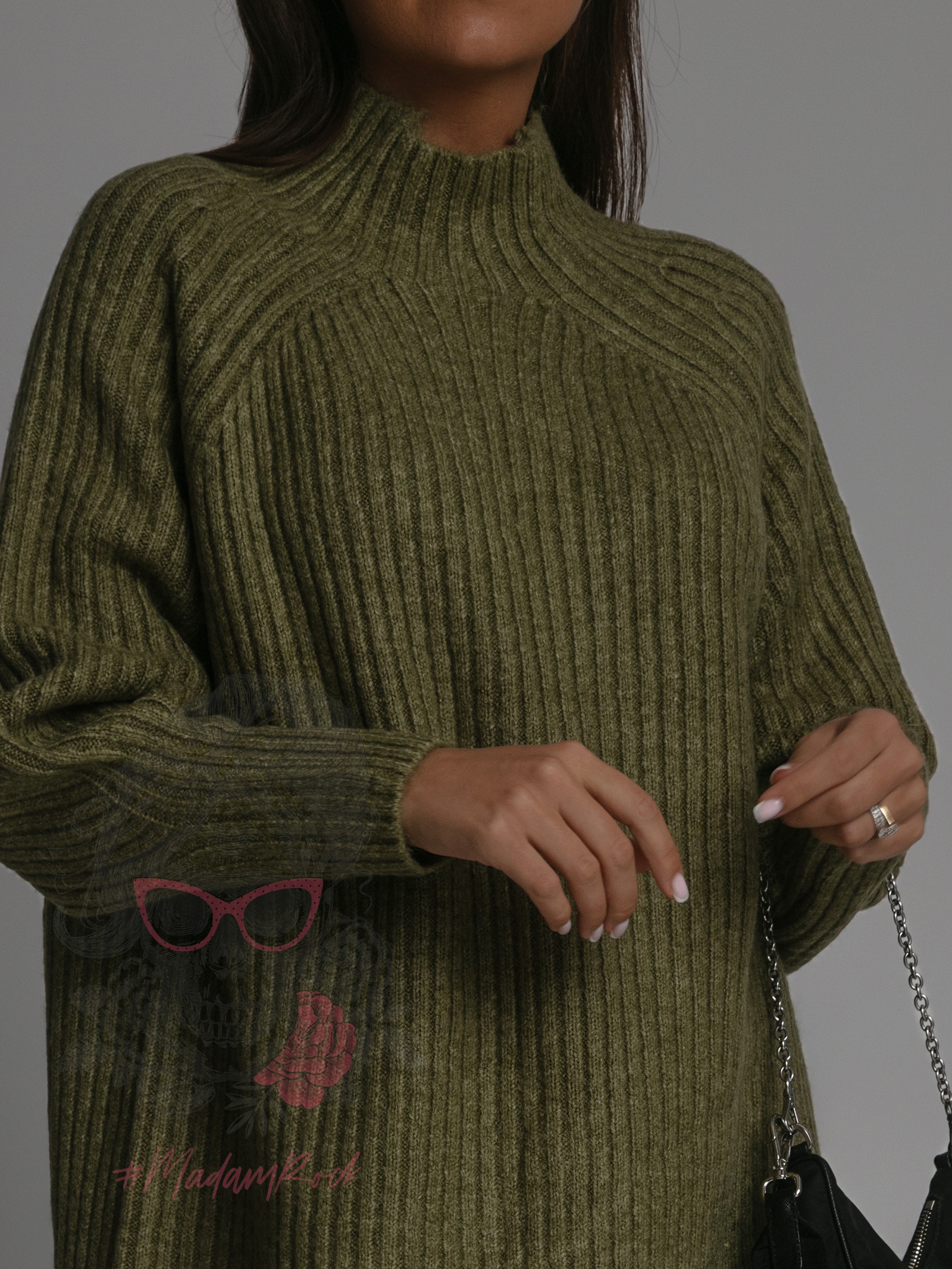 Sweter półgolf oversize Lope Ola Voga khaki Sweter półgolf oversize Lope Ola Voga khaki