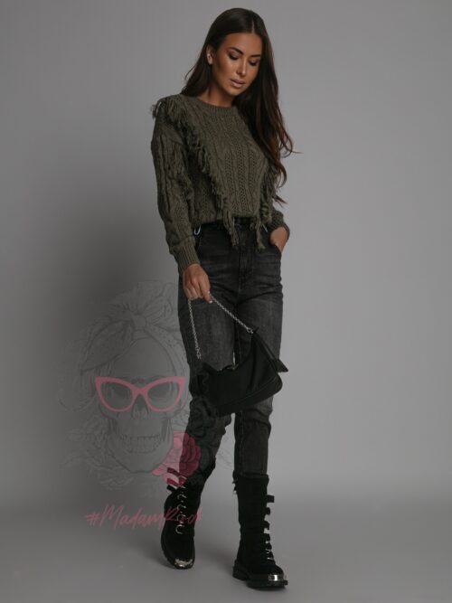 Spodnie jeansowe wysoki stan Graf Ola Voga szare