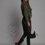 Spodnie jeansowe wysoki stan Graf Ola Voga szare