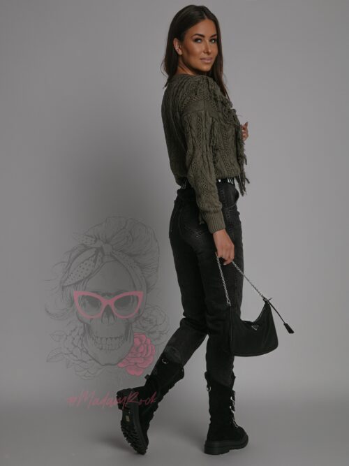 Spodnie jeansowe wysoki stan Graf Ola Voga szare