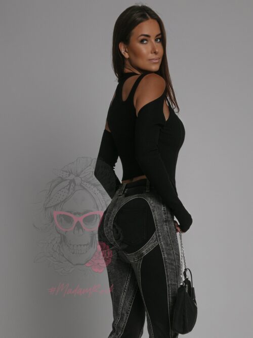 Spodnie jeansowe Valof szaro-czarne