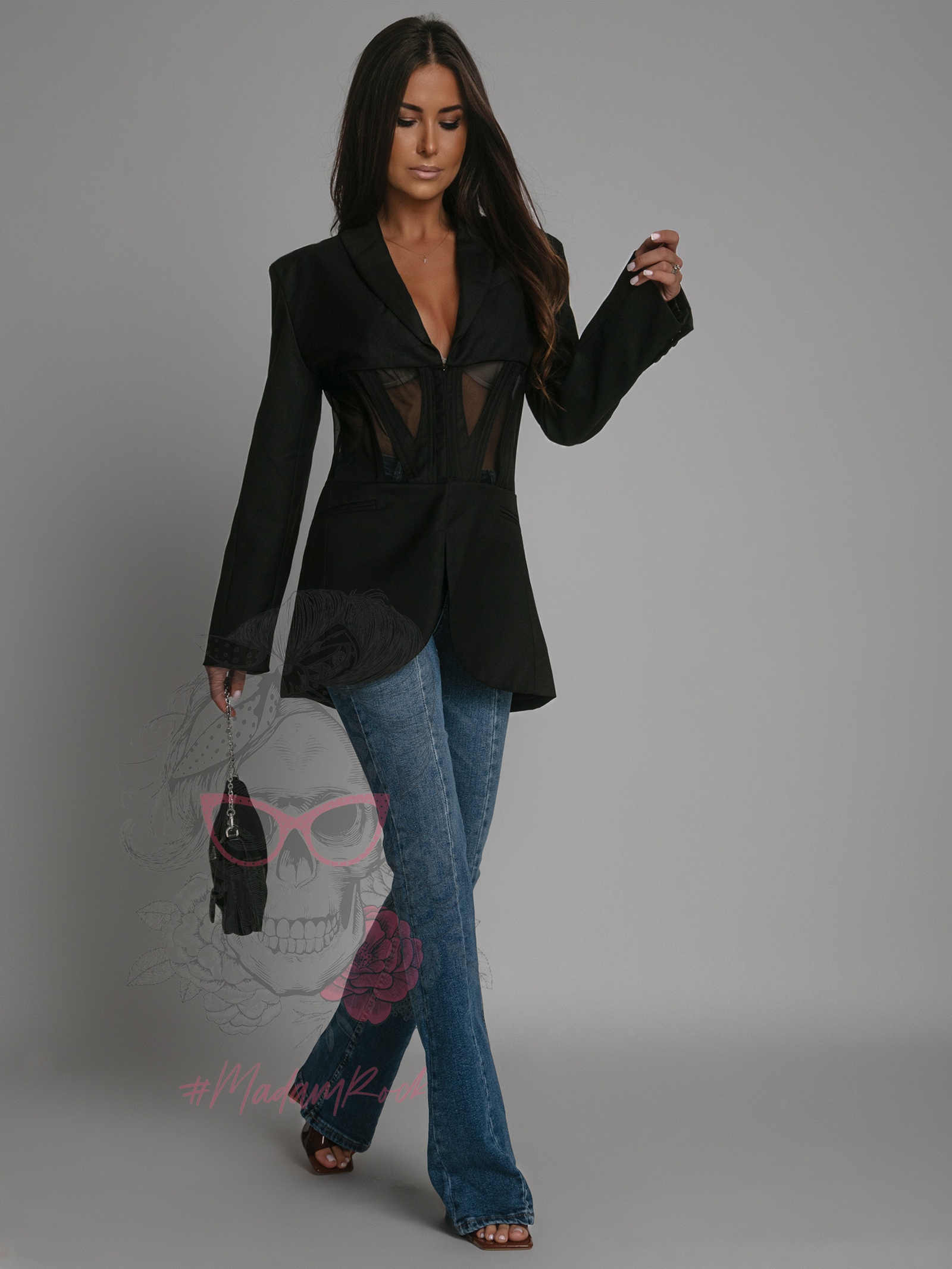 Marynarka z fiszbinami Setso czarna