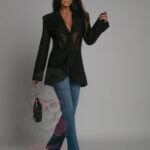 Spodnie jeansowe dzwony Poge granat