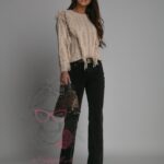 Spodnie jeansowe dzwony Poge czarne