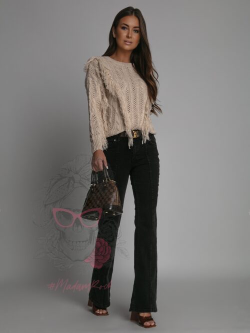 Spodnie jeansowe dzwony Poge czarne