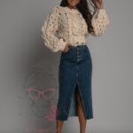 Sweter o luźnym splocie Patt beżowy