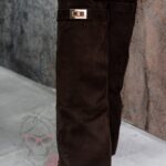 Kozaki koturny Madam Givme czekoladowe zamszowe