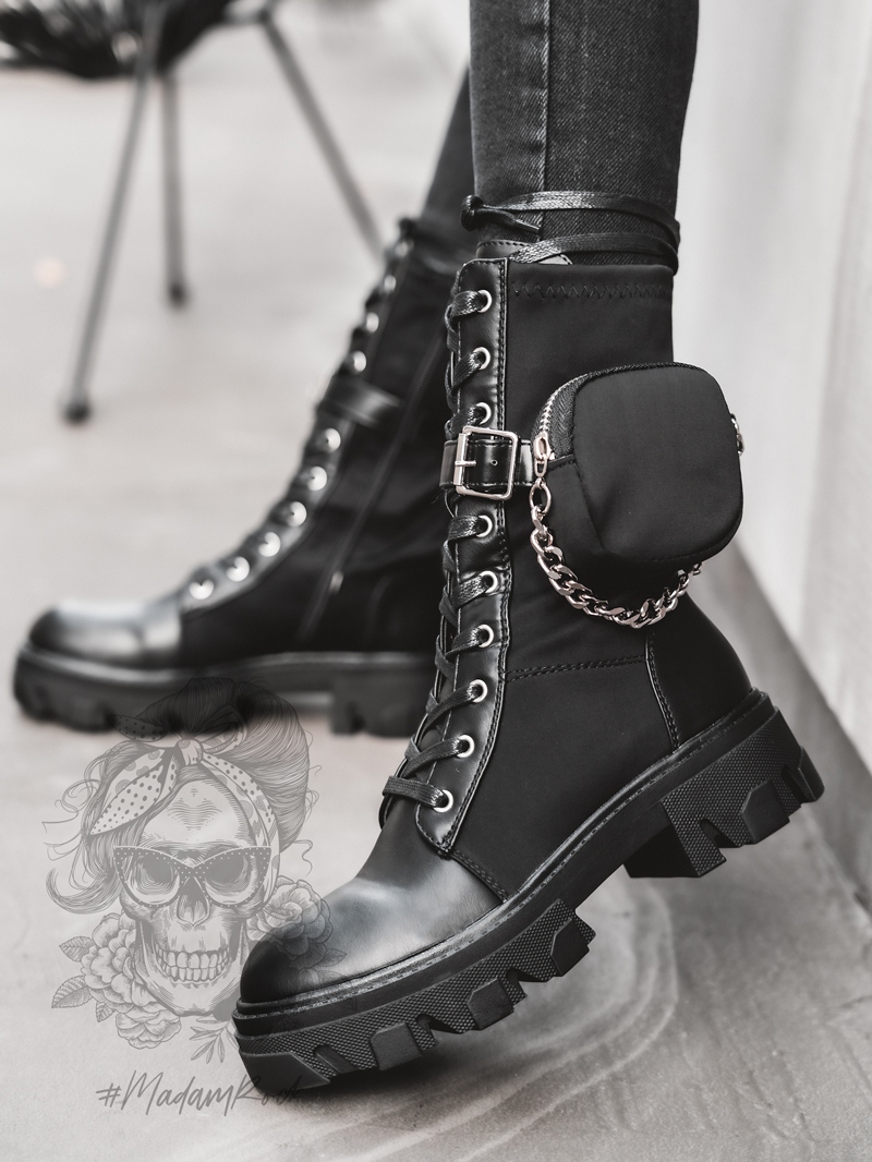 Workery z kieszonką Powers New Rock czarne