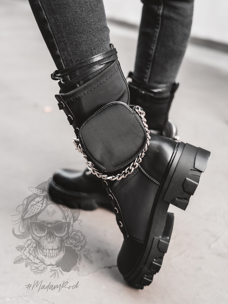 Workery z kieszonką Powers New Rock czarne