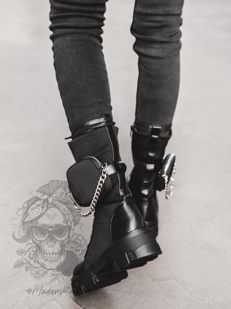 Workery z kieszonką Powers New Rock czarne