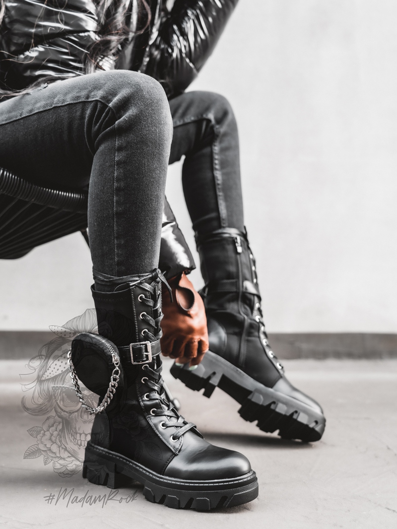 Workery z kieszonką Powers New Rock czarne