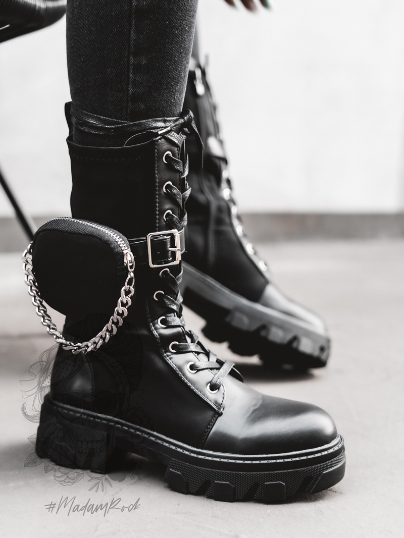 Workery z kieszonką Powers New Rock czarne