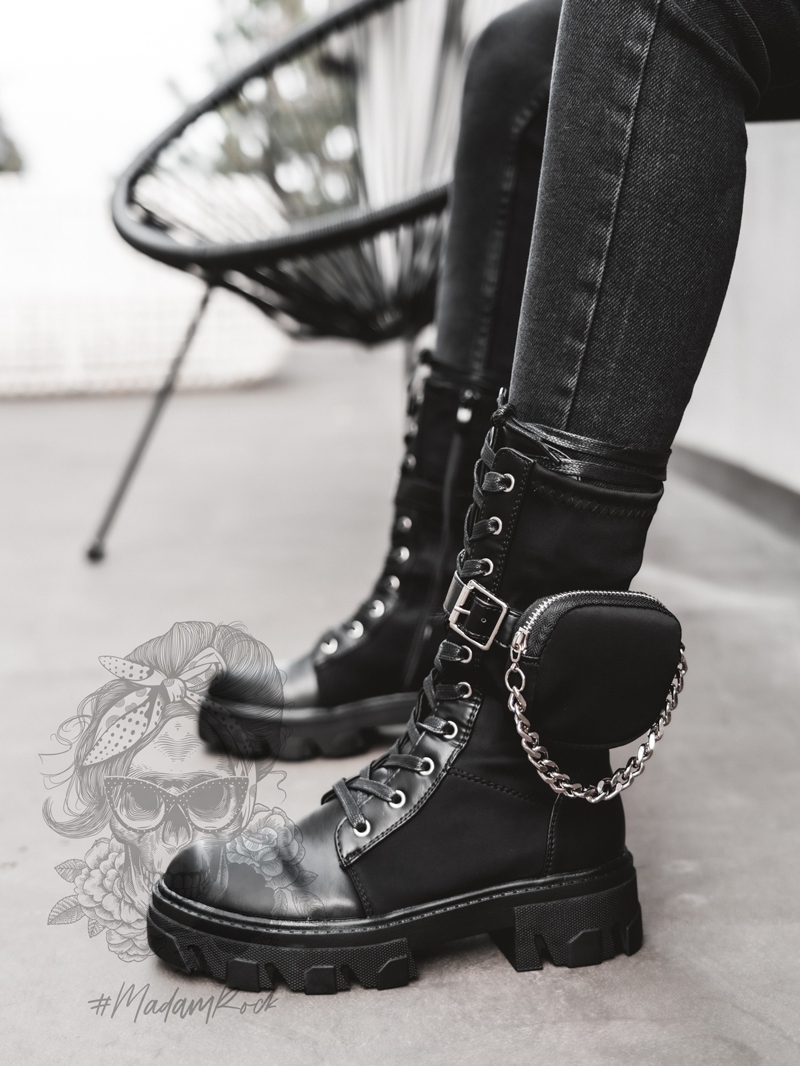 Workery z kieszonką Powers New Rock czarne