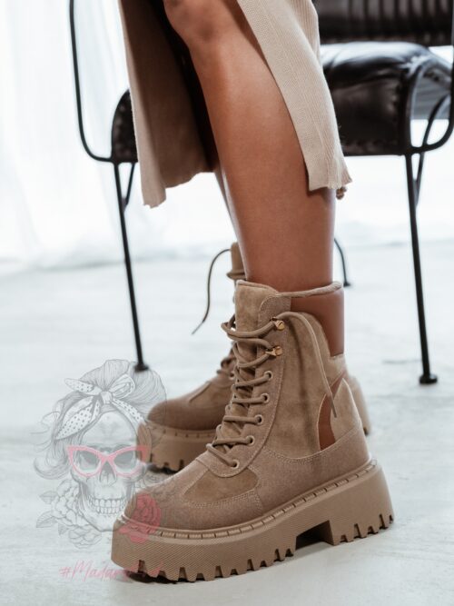 Traperki zamszowe Madam Dobe cappuccino