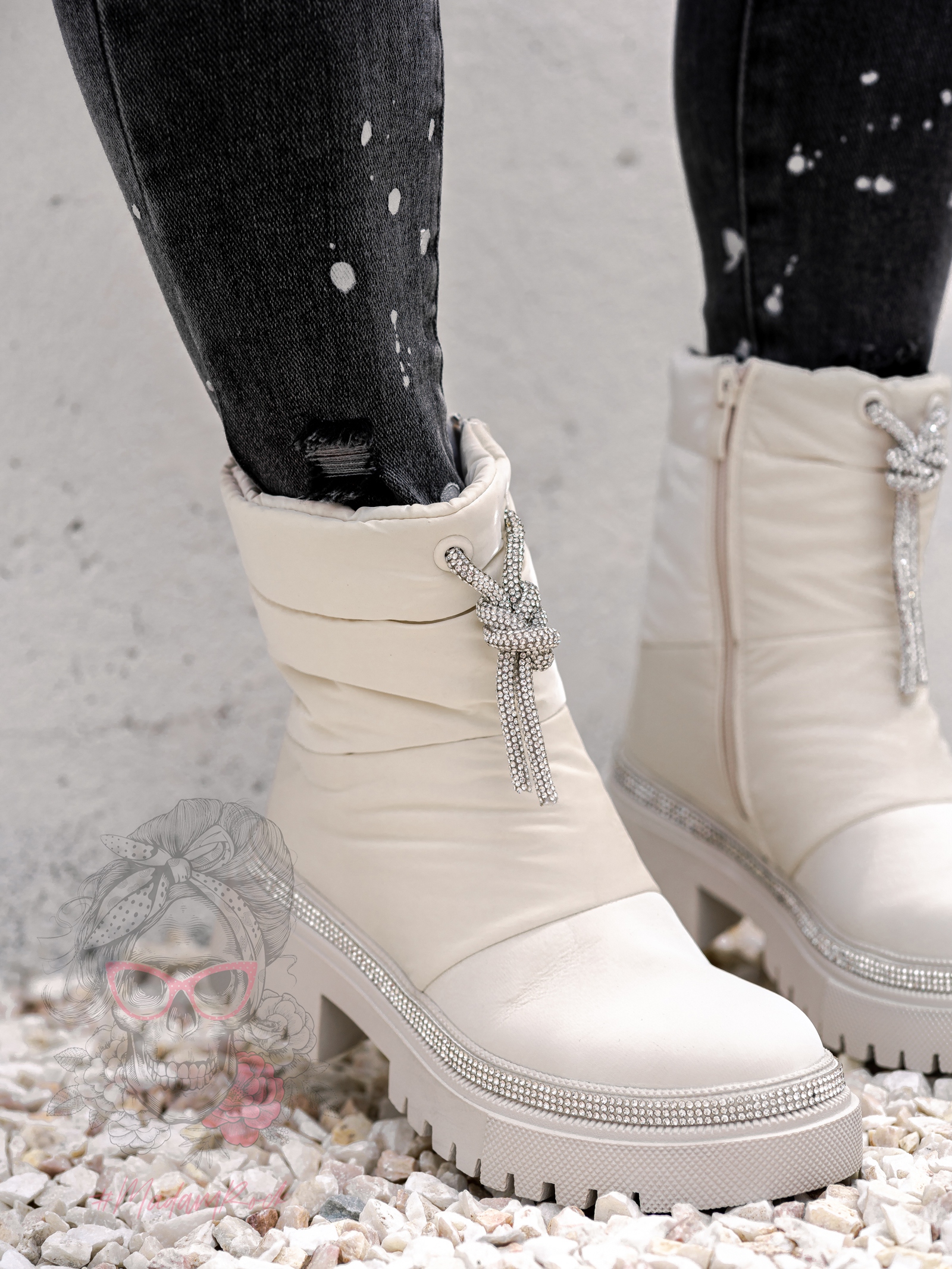 Botki śniegowce Madam List beżowe