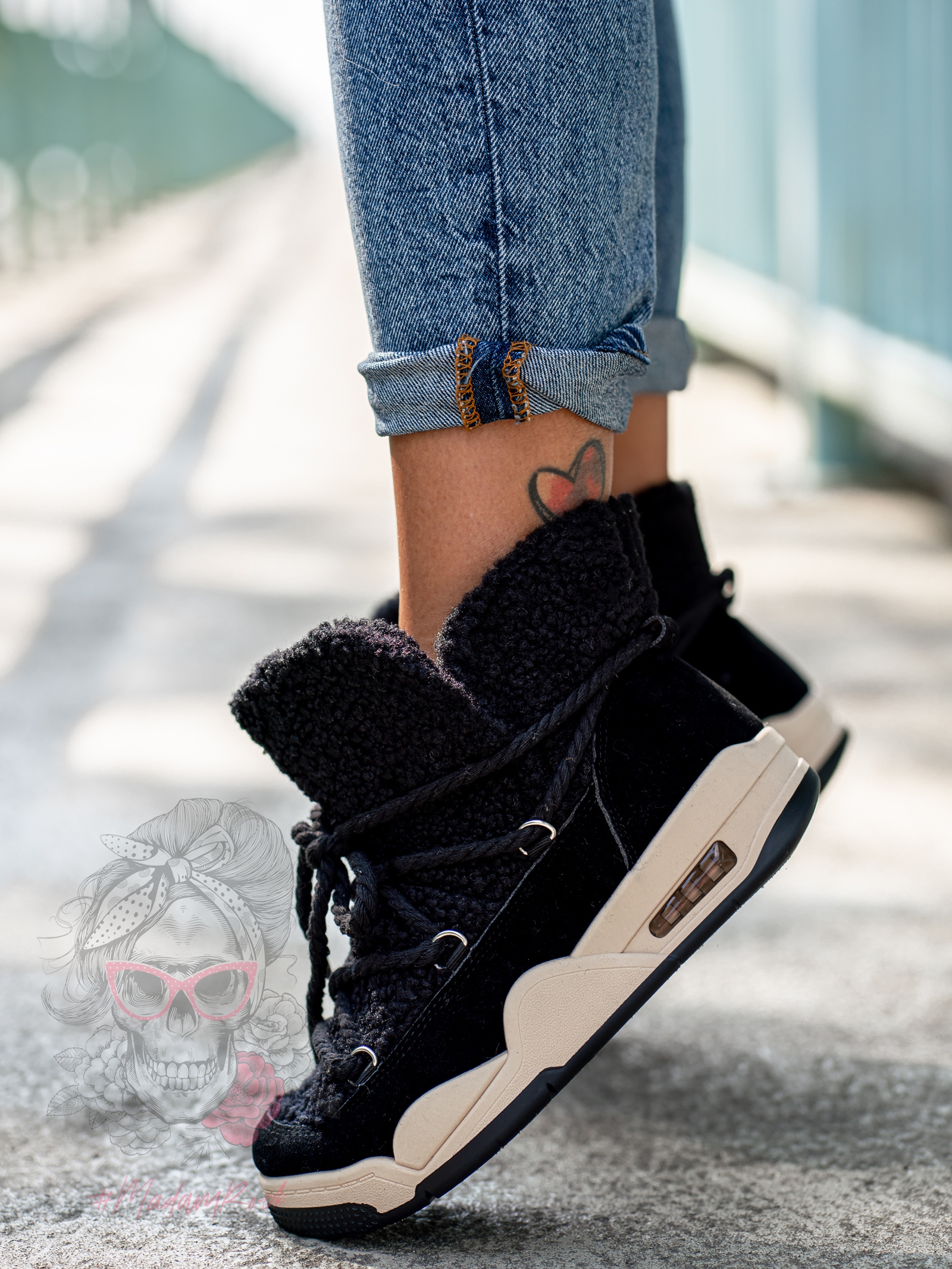 Sneakersy z barankiem Rock Roter czarne Sneakersy z barankiem Rock Roter czarne