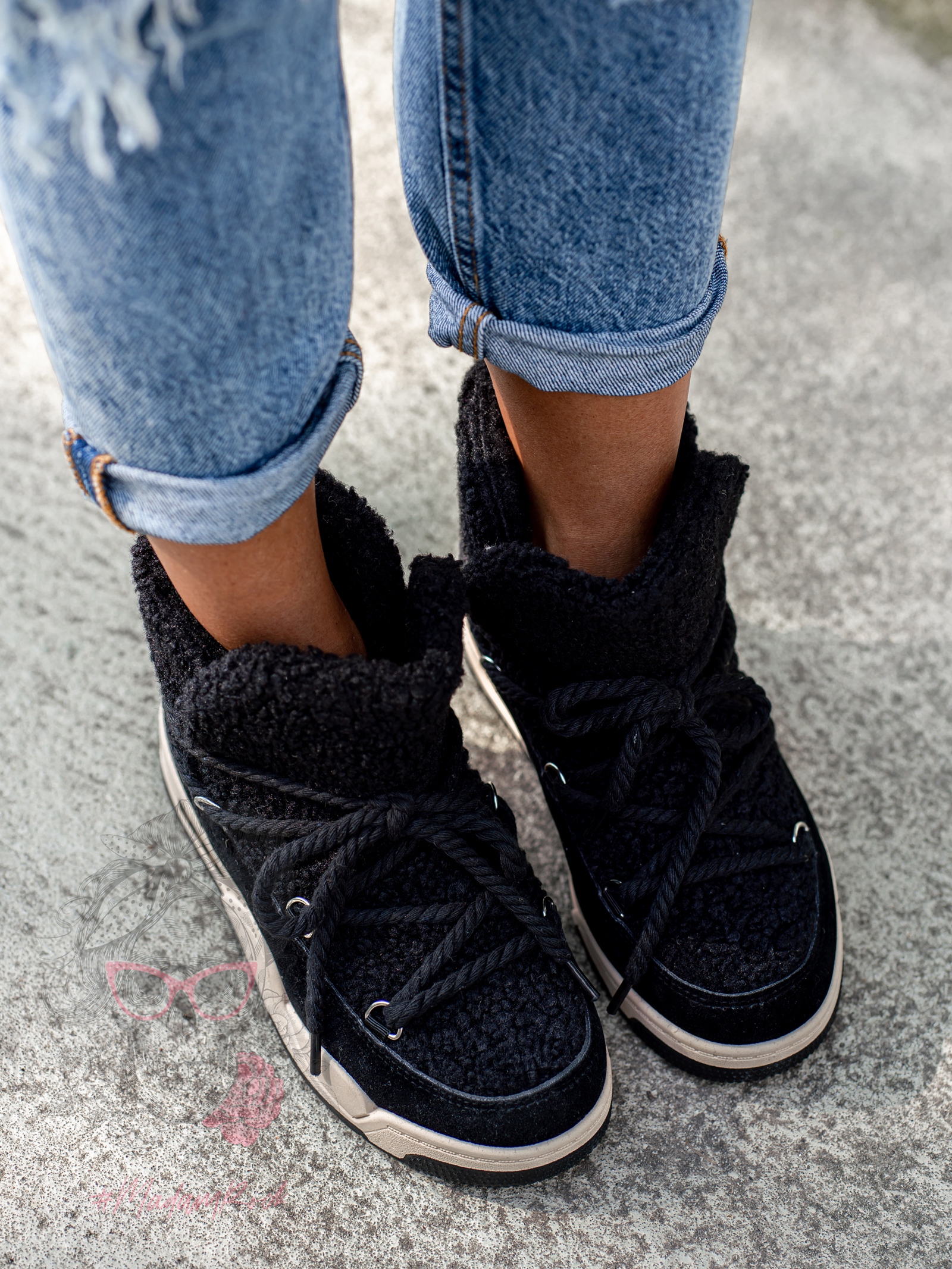 Sneakersy z barankiem Rock Roter czarne Sneakersy z barankiem Rock Roter czarne