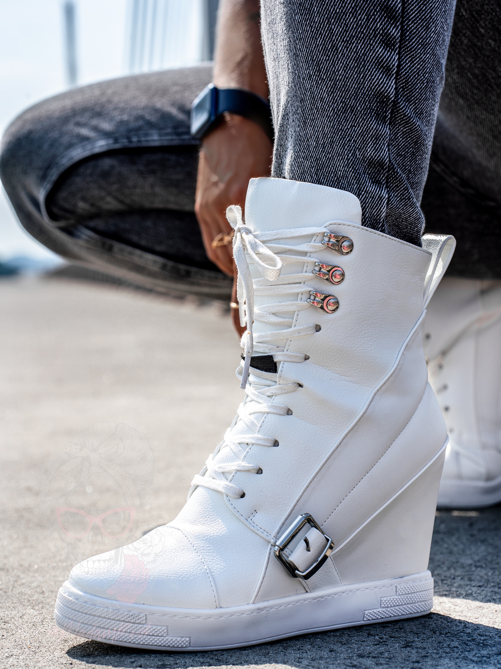 Sneakersy skórzane Rock Tast białe