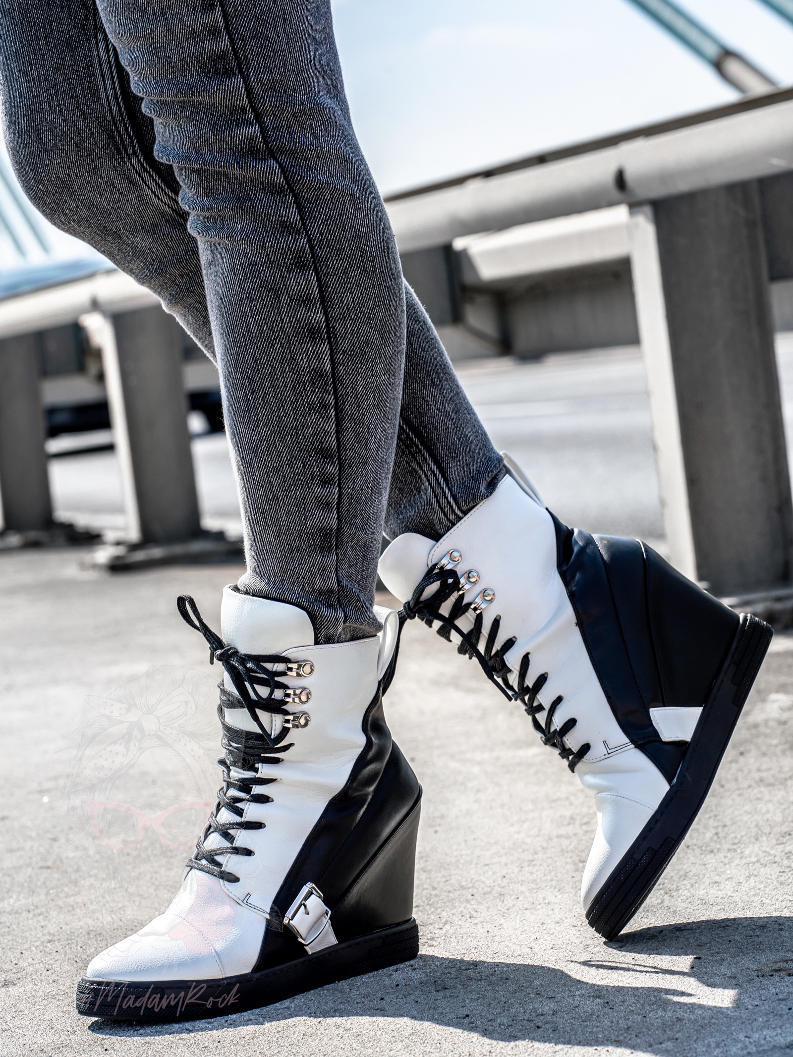 Sneakersy skórzane Rock Tast biało-czarne Sneakersy skórzane Rock Tast biało-czarne