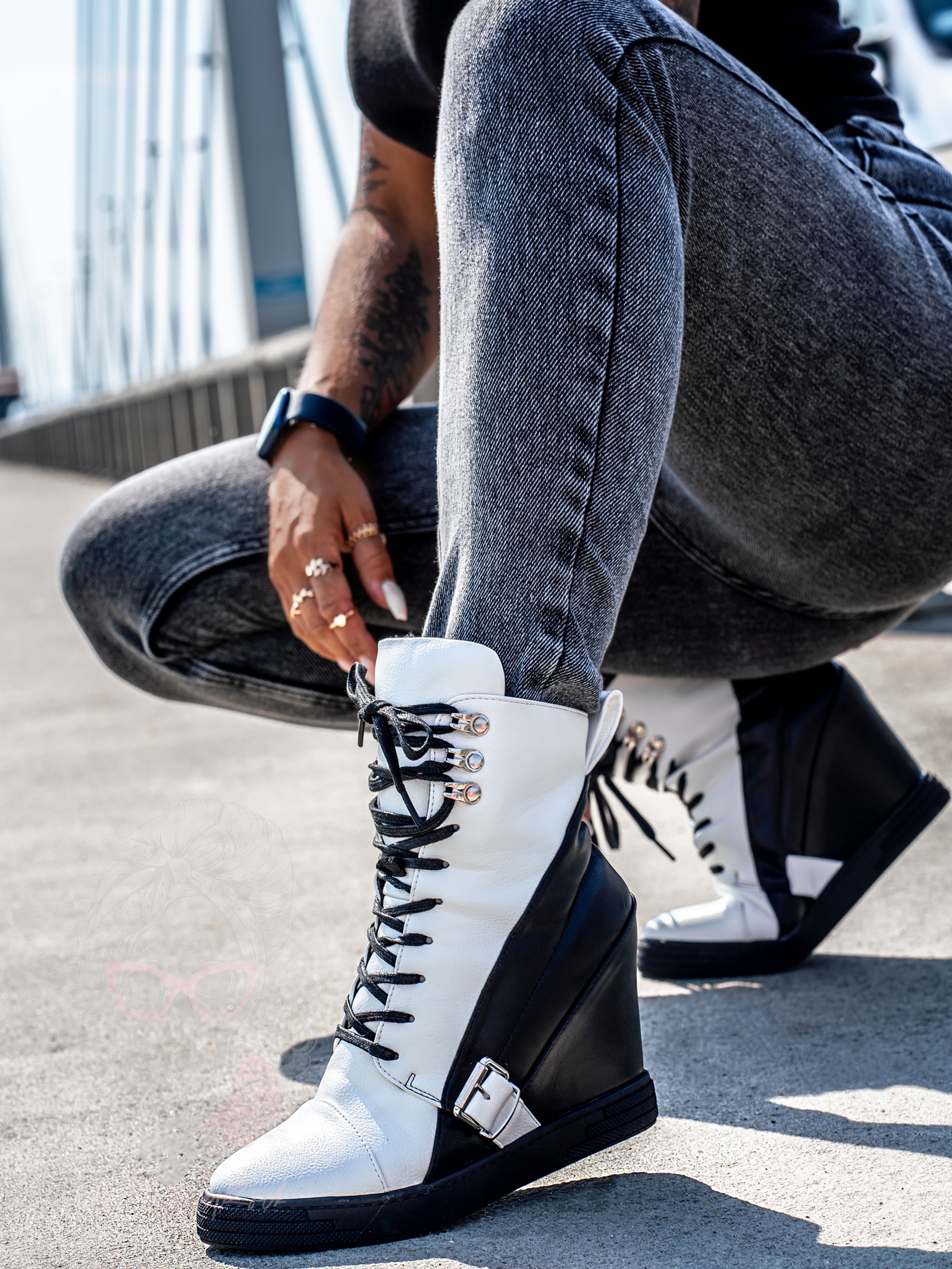 Sneakersy skórzane Rock Tast biało-czarne Sneakersy skórzane Rock Tast biało-czarne