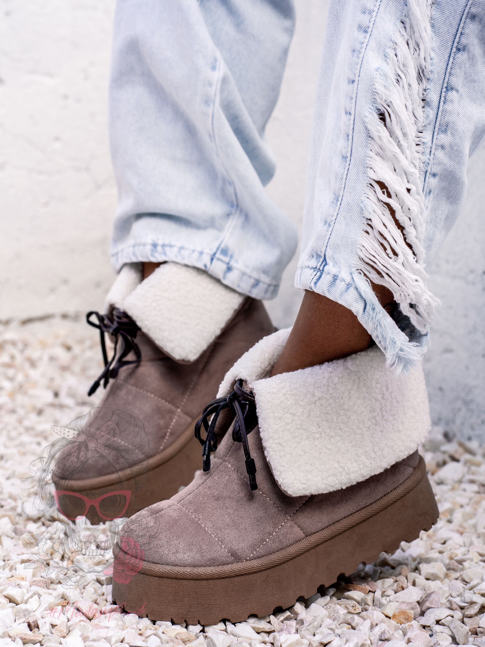 Botki z kożuszkiem Rock Meu cappuccino Botki z kożuszkiem Rock Meu cappuccino