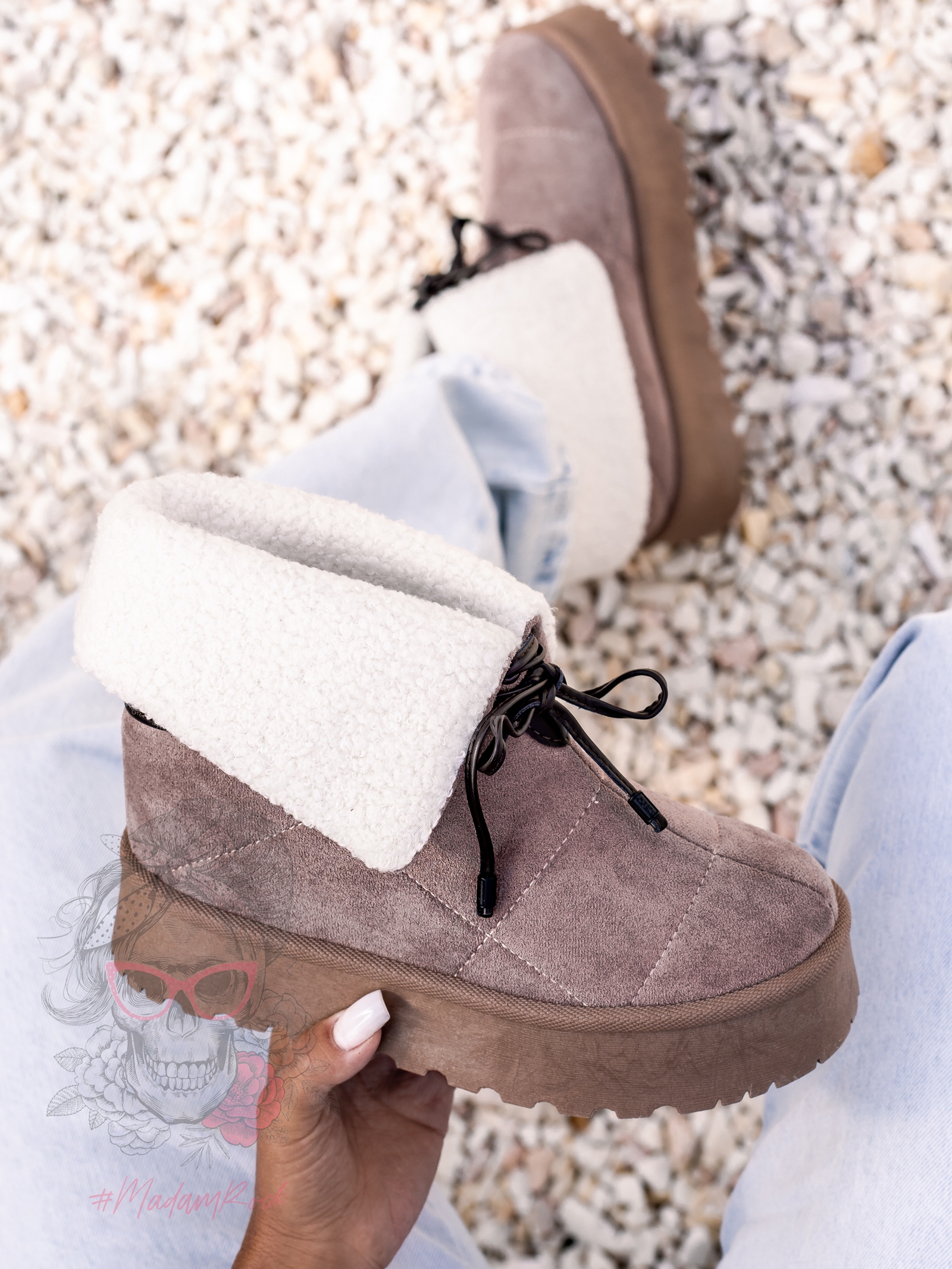 Botki z kożuszkiem Rock Meu cappuccino Botki z kożuszkiem Rock Meu cappuccino