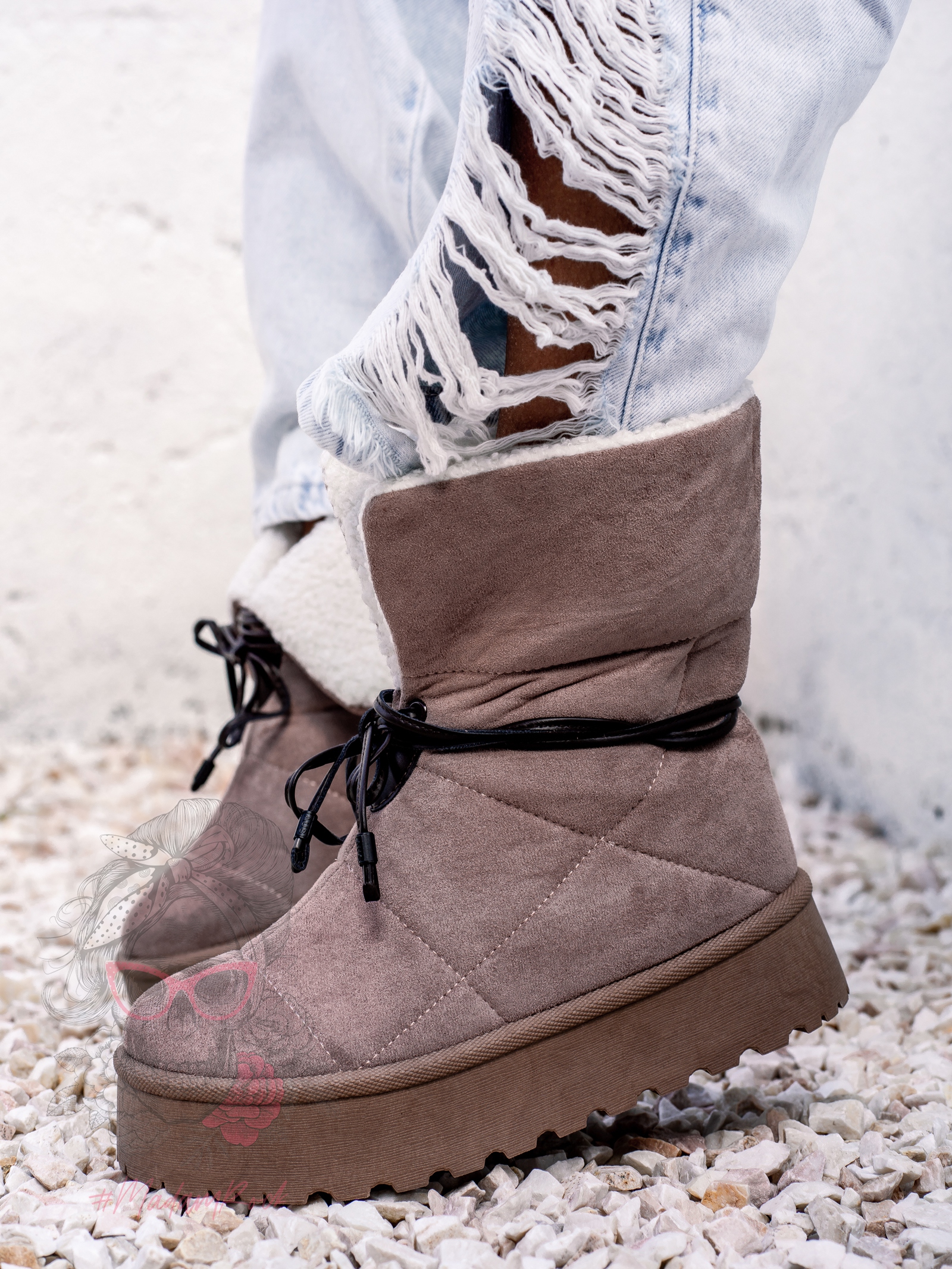 Botki z kożuszkiem Rock Meu cappuccino Botki z kożuszkiem Rock Meu cappuccino