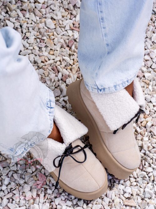 Botki z kożuszkiem Rock Meu beżowe