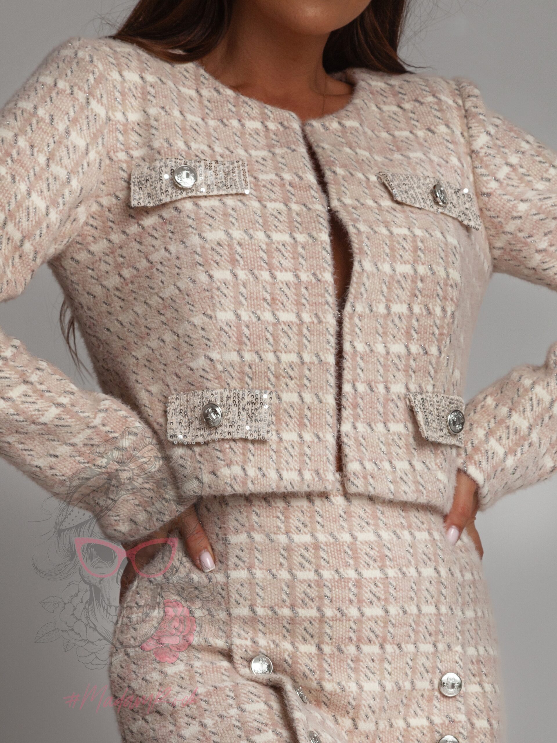 Komplet tweedowy NB Hantal pudrowy Komplet tweedowy NB Hantal pudrowy