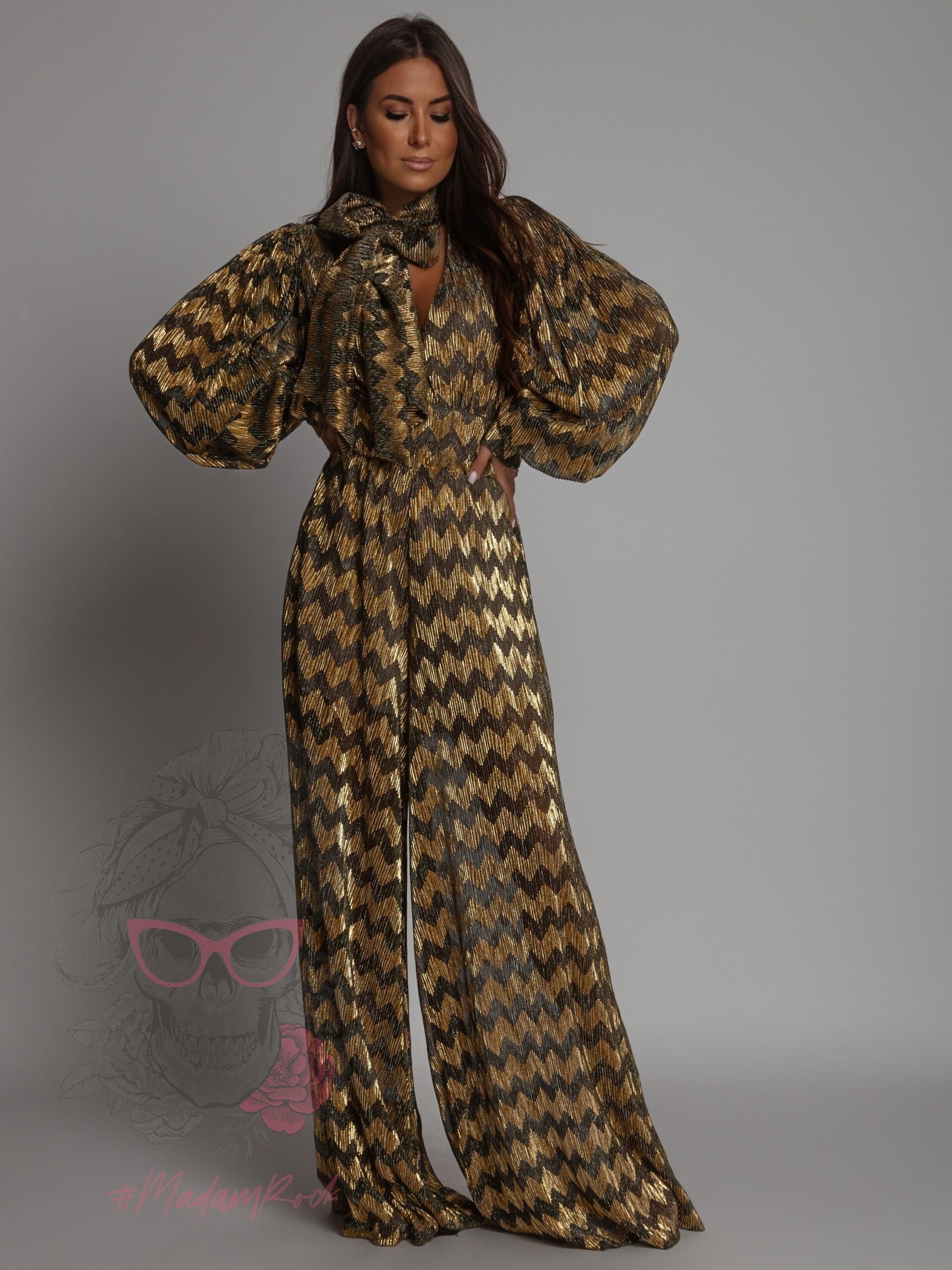 Kombinezon imprezowy NB Zigzag złoto-czarny Kombinezon imprezowy NB Zigzag złoto-czarny