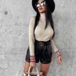 Golf dopasowany bawełniany Neve Ola Voga beżowy