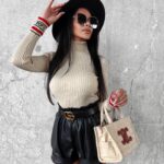 Golf dopasowany bawełniany Neve Ola Voga beżowy