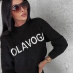 Sweter oversize logowany Coffee Ola Voga czarny