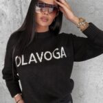 Sweter oversize logowany Coffee Ola Voga czarny