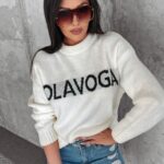 Sweter oversize logowany Coffee Ola Voga ecru