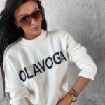 Sweter oversize logowany Coffee Ola Voga ecru