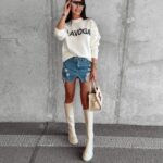 Sweter oversize logowany Coffee Ola Voga ecru