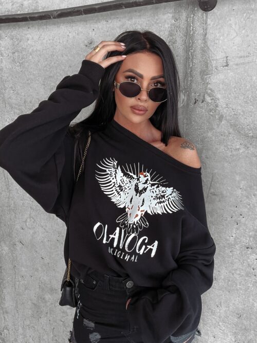 Bluza bawełniana z nadrukiem Pisa Ola Voga czarna