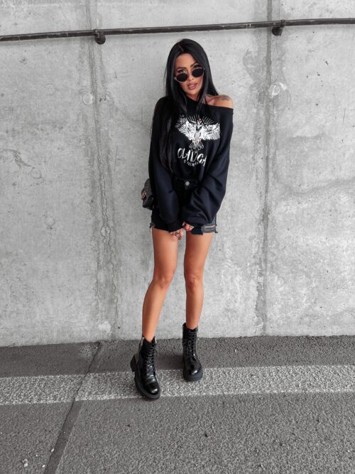 Bluza bawełniana z nadrukiem Pisa Ola Voga czarna