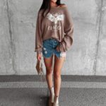 Bluza bawełniana z nadrukiem Pisa Ola Voga latte