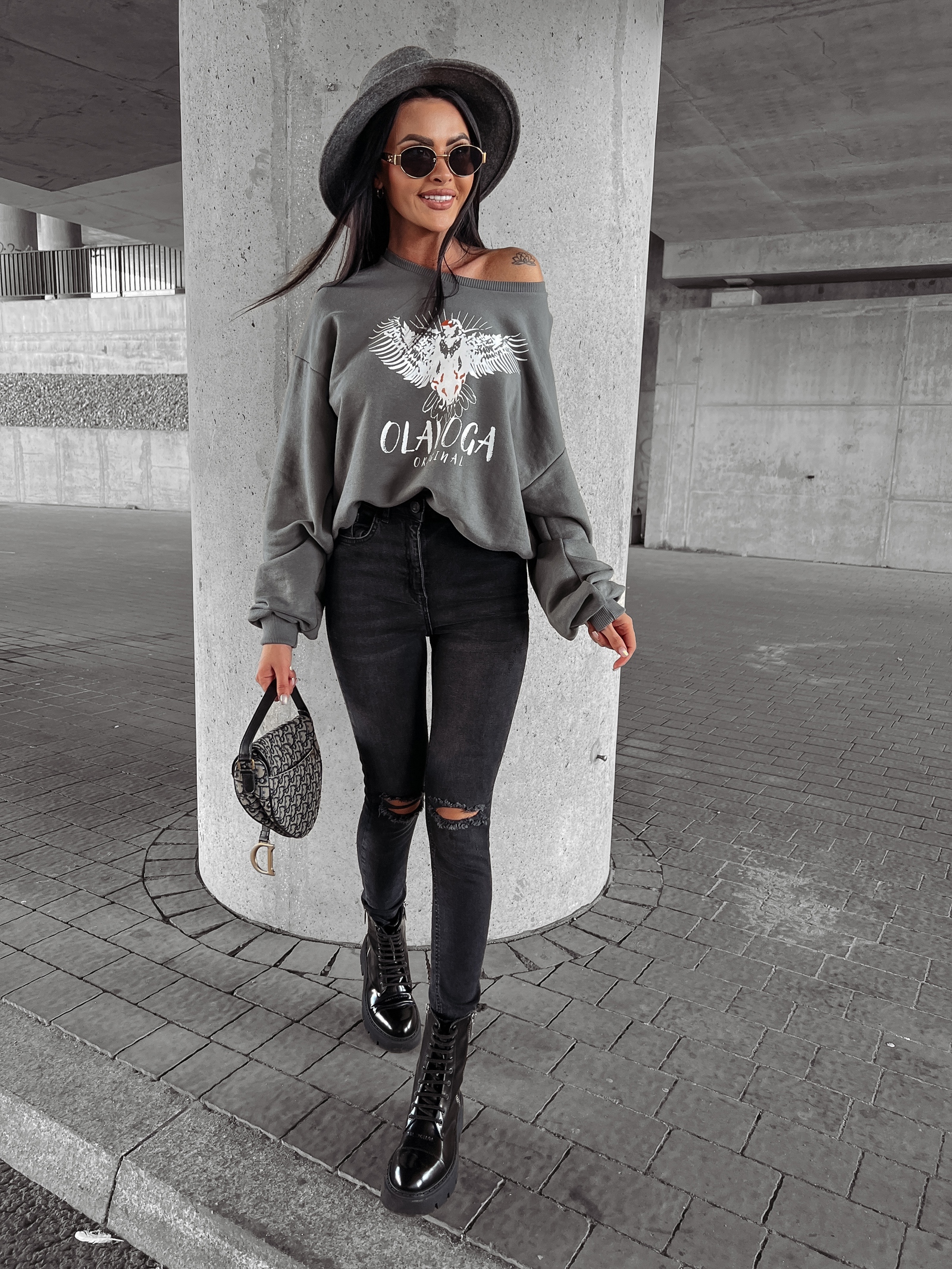 Bluza bawełniana z nadrukiem Pisa Ola Voga szary